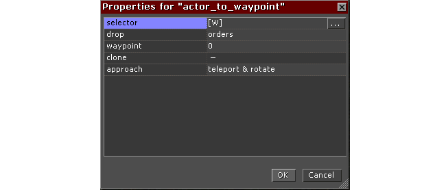 Параметры команды actor_to_waypoint